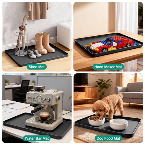 Oil Drip Mat for Under Car, 34x22in Silicone Oil Spill Mat for Garage Floor, No Splatter Non-Slip Oil Drip Pan Driveway Oil Catch Tray,Protect Garage Surface from Spill & Stain-Black - color: Black