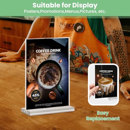 Acrylic Sign Holder 4x6, 21 Pack Clear Table Menu Vertical Double Sided Display, Plastic Menu Stand Paper Holder Suitable for Restaurants Office Store Show Fair - color: Vertical 21 Pack 4x6