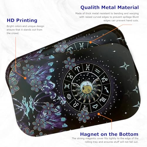Metal Tray with PVC Soft Magnetic Lid Black Tray with Lid Cover Large Cute Decorative Tray for Home Decor, Coffee Table, Tea, Snacks, Gifts - 11"" x 7"" (Purple), LT001 - color: Purple