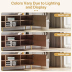 Modern 86in TV Stand for Living Room, Fluted Design Entertainment Center with Adjustable Shelves,Media TV Console Table with Storage for Bedroom,Walnut - color: Walnut