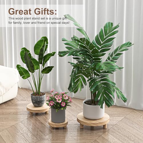 Wood Plant Stand Indoor Outdoor, 12/10/8/6" Round Wood Riser for Decor, Wooden Stool Display Stand Flower Pot Holder Small Planter Tray Modern Potter Decorative for Desktop Counter Room (Natural-4pcs) - color: Natural-4pcs