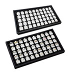Ikee Design 2 Pcs Set Black Earring Display Tray with 50 Earring Cards Organizer, Jewelry Tray Display for Stud Earring Collection, 100pcs Earring Puffy Cards, 14 3/4W x 8 1/4D x 1H in, White, Black - color: Small Earring Card