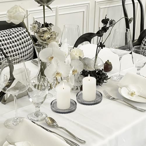 Glass Pillar Candle Holder, 4" Gray Candle Plates Set of 6, Glass Candle Holders for Wedding, Party, Holiday, Home Decor, Table Centerpiece - color: Gray, size: 6 pcs