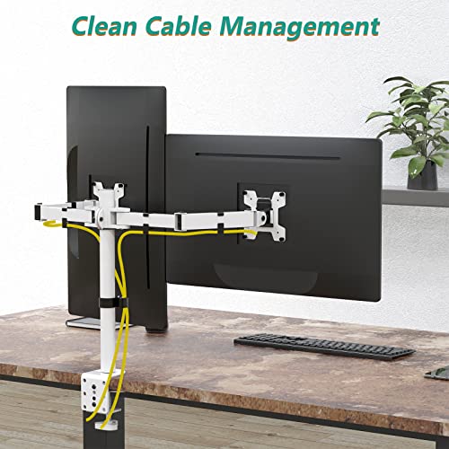 Mount Stand Fits 2 Screens up to 27 inch, 22 lbs. Weight Capacity per Arm (M002-W), White - color: White, size: Dual