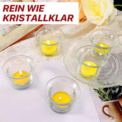 12 Pcs Clear Glass Tealight Candle Holders, Votive Candle Holders for Weddings, Parties, and Home Decor, 2.36" x 1.77" Small Glass Candle Holders for Centerpieces and Table Settings