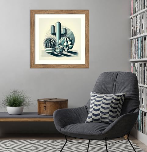 Amanti Art Framed Wall Art Print 28x28 Succulents in Angled Vases by David Galan, Abstract Wall Art, Modern Contemporary Decor, Medium Poster Painting Artwork for Living Room, Bedroom, Bathroom, - color: Owl Brown Narrow, size: 28"L x 28"W