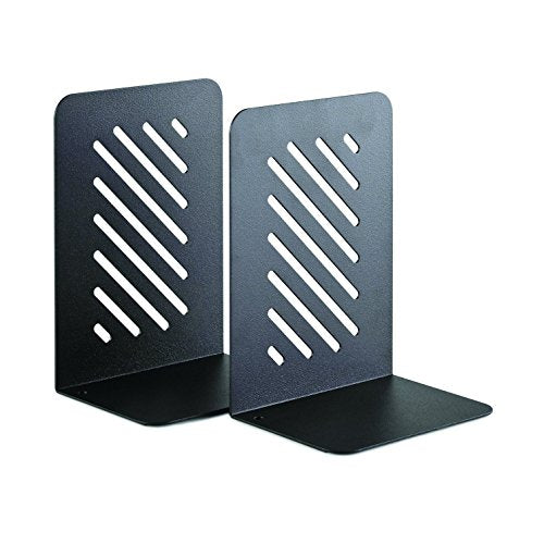 STEELMASTER Heavy Duty 8-Inch Slotted Bookends, 1 Pair, Black (24490004) - color: Black, size: 8-Inch Pair