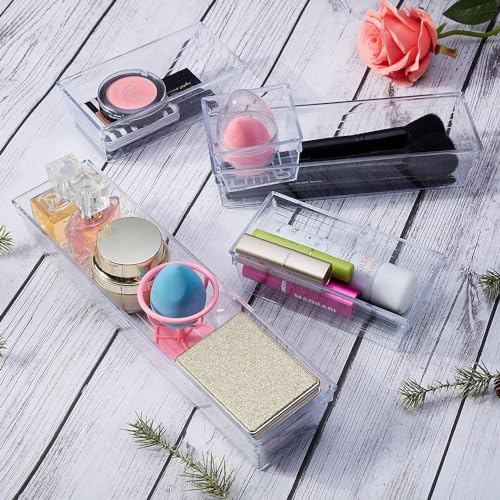 DCA 14 PCS Clear Plastic Drawer Organizer Tray for Makeup, Kitchen Utensils, Jewelries and Gadgets - size: 14PC