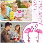 Riakrum 4 Pcs Flamingos Outdoor Yard Decor Pink Metal Flamingos for Yard Garden Large Bird Statue Ornaments for Lawn, Patio Outside Art Decor - style: Flamingo