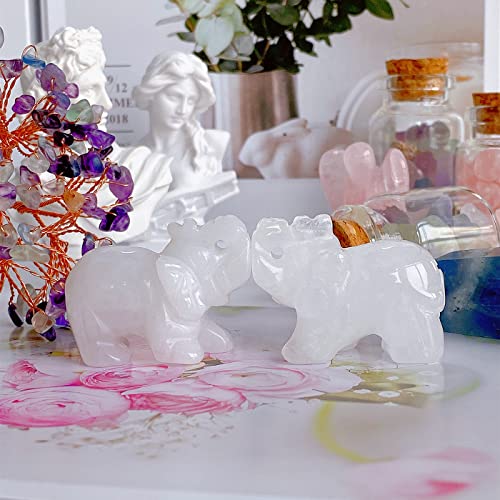 QINJIEJIE Clear Crystal Elephant Crystals Luck Elephant Decor Pocket Polished Statue GuardianStones Figurine Car Office Room Cute Desk Decor Spiritual Christmas Stocking Stuffers Gift Meditation - color: White Clear Crystal