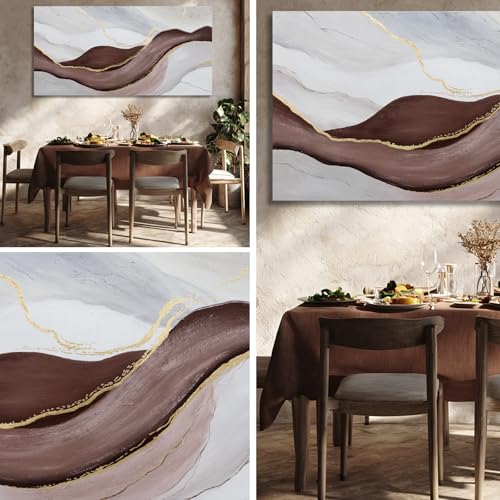 Hue7Art Modern Neutral Canvas Wall Art Abstract Flow Design in Gray White and Warm Brown, Contemporary Artistic Wall Decor for Living Room Bedroom Entryway Space 29x58 Inch - color: White and brown and gold, size: 58"L x 29"W