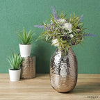 Hosley's 8.75" High Silver Finish Hammered Metal Vase. Ideal Gift for Floral Arrangements Weddings, Special Events, Aromatherapy,Spa, Reiki, Meditation O4 - color: Silver 5
