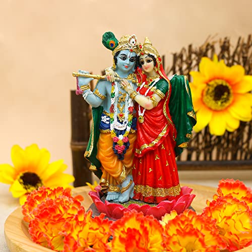 alikiki Indian God Radha Krishna Statue - 5.7”H Hindu Goddess Radha and God Krishna Sculptur India Murti Item Home Office Temple Mandir Shrine Altar Pooja Item - size: 5.7”H
