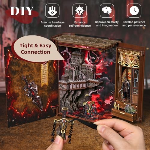 CCCDF Book Nook Kit - DIY Miniature House Kit for Adults, Teens, Dollhouse Magic Booknook Tiny House Bookshelf Decor, Gifts for Family, Friends (Sword of Fire) - style: Sword of Fire