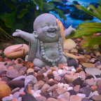 Stone Buddha Sculpture Zen Praying Statue Sculptures Ornament for Wealth Good Luck Feng Shui Decor Home Office Fish Tank Decoration