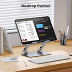 UGREEN Tablet Stand Holder for Desk Dual Rod Support Aluminum Tablet Holder Adjustable Multi-Angle Home Office Accessories Compatible with iPad Pro 13 12 11 10.5 Air Mini 5 4 3 2 Phone E-Reader Silver - color: Silver