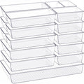 Criusia Drawer Organizer, 18 Pack Large Clear Plastic Kitchen Drawer Organizers Set, 6 Size Versatile Bathroom and Vanity Drawer Organizer Trays, Storage Bins for Makeup, Bedroom, Kitchen Utensils - size: 18PACK