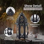 NUPTIO 6 Pcs Hanging Candle Holder Lantern Centerpiece Table/Hanging Glass Hexagon Moroccan Candle Lantern Holders, Black - color: Black, size: 6 Pcs Small Size