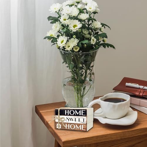Mini Decorative Books For Home Decor, Small Wood Book Stack For Table Decor, Home Decor Book For Living Room Mantel, Farmhouse Stacked Books Decorative（L34） - color: Black white brown