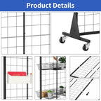 2'x5.5' Ft Gridwall Panel Display Stands Heavy Duty Floor Standing Retail Display Rack with Triangle Base for Retail Art Show With 10 Hooks - size: 1