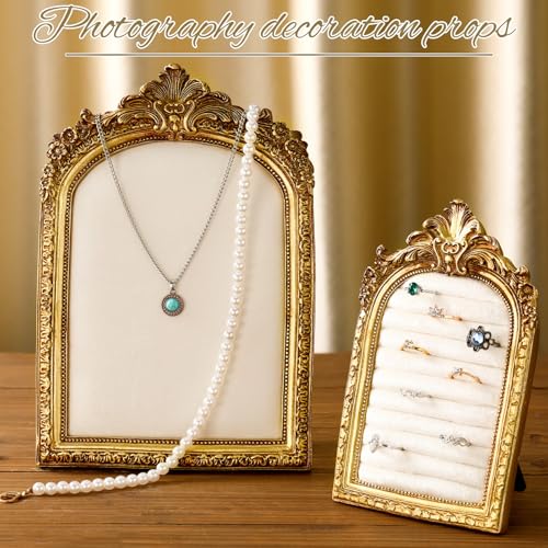 Liliaafar 2 Pcs Vintage Ring Holder Jewelry Display Stand for Vendors Necklace Jewelry Organizer with Velvet Backing for Women Engagement Wedding Anniversary(Retro,White) - color: White, style: Retro