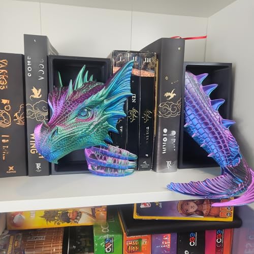 Dragons Awakening Book End – Fantasy Book Nook Insert for Dragon Readers – Unique Home Decor for Bookshelves & Libraries (Head and Tail - SEA Serpent) - color: Head and Tail - Sea Serpent