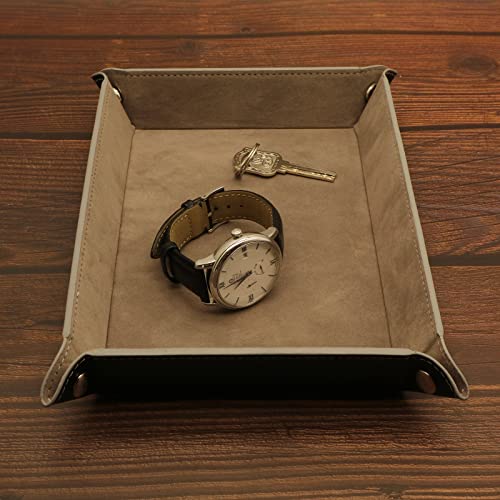 Valet Organizer - Catchall Tray for Jewelry, Wallets, Watches, Keys, Coins, Phones, Glasses - Perfect for Nightstand, Desk, Entryway - color: Gray