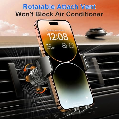 Qifutan Cell Phone Holder [Never Fall Upgrade Clip] Phone Holder Car Automobile Air Vent Hands Free for Car Fit Car Phone Holder Mount for All for iPhone Android Smartphone - style: Vent-A