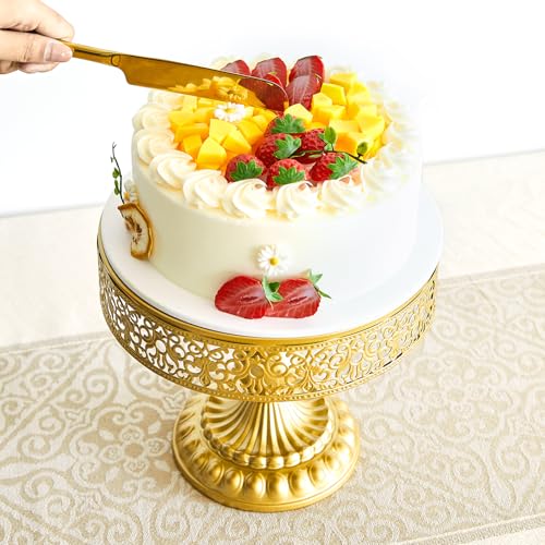 11 Pcs Gold Cake Stand Set for Wedding, Dessert Table Display Set for Birthday, Metal Square Serving Trays for Candy, Cupcake Pop Stand Holder Tower with Round Base for Celebration, The Platters for Party - color: Gold