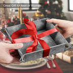 SITHON Valet Tray Desktop Storage Organizer – Premium PU Leather Catchall Bedside Vanity Tray Nightstand Caddy Holder for Remote Controller, Keys, Phone, Wallet, Coin, Jewelry (Gray) - color: Gray