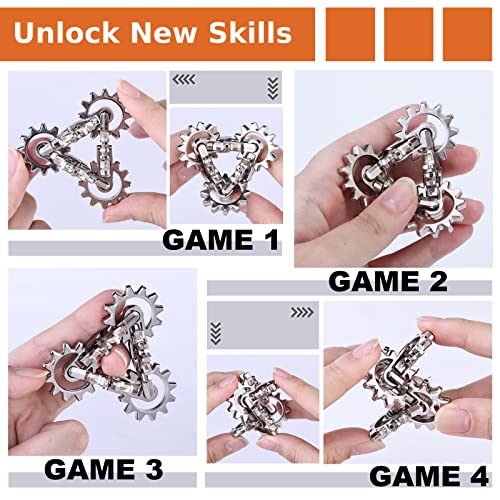Infinity Gear Fidget Toy, Quiet Solid Metal Never Ending Fidget Toys, Keep Fingers/Hands Busy, Relieve Stress Anxiety, Unique Adults Fidget Toys for Office Home Gifts, Promotes Focus Avoid Bad Habits - color: Silver