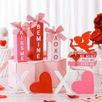 Vercraft 11 Pcs Valentine's Day Table Decorations XOXO Tiered Tray Decor Love Centerpiece Pink Wooden Books Home Table Top Decor for Wedding Party Supplies - style: Xoxo