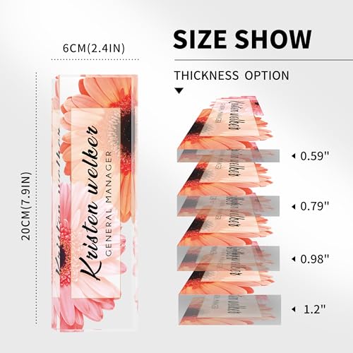 Custom Acrylic Name Plate for Office - Personalized Desk Decor for Women & Men, Employee Appreciation Gifts for Boss, Manager, Teacher, Nurse - color: Flower 2
