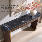 OKD Modern Fluted Console Table, 63" Long Narrow Entryway & Sofa Tables for Hallway, Tall Accent Table Behind Couch for Foyer Living Room, Dark Walnut - color: Dark Walnut
