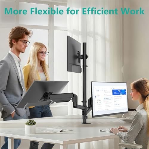 WALI Triple Monitor Mount for 13-27 inch Screens, Taller 3 Monitor Desk Mount, up to 19.8lbs, 31.9 inch Height Max, Adjustable Triple Monitors Stand, VESA 75/100mm (GSDM003S), Black - size: 13"-27", style: Triple Arms