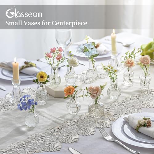 Glasseam Small Bud Vases for Centerpieces: 20PCS Mini Clear Glass Vase Set for Flowers Decor Wedding Party Baby Shower Dining - 2.7" Tiny Table Decorations Centerpiece