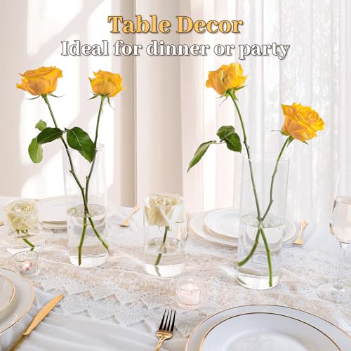 UPBUD 12pcs Glass Cylinder Vases for Centerpieces | 10 Inch Tall Flower Vase for Wedding Decorations, Floating Candle Holders for Dinner Table, Bridal Shower, Office Home Décor - color: 10 Inch