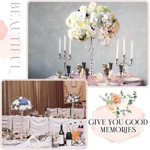 Rtteri 20 Pcs Metal Flower Arrangement Stand Wedding Flower Centerpieces Stand Elegant Metal Vase Candelabra Candle Holder for Wedding Reception Table Decor Party Hotel Home Decor (Silver)