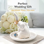 PUDDING CABIN White Elephant Gifts for Women, Wedding Ring Holder Dish, Elephant Gifts for Women Mom Friends, Aunt, Sisters, Birthday Engagement Bridal Shower Mothers Day Xmas Gift - style: Elephant White