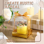 Cunno 36 Set 3.5 x 3.5 x 4.3 in Candle Gift Package Valentine's Transparent Box 4-18 oz Handmade Tealight Candle Holder Paper Bottom Ribbon for Wedding Baby Shower Party Mug(Gold) - color: Gold