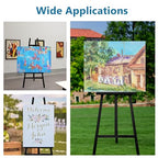 A - Frame Wooden Display Easel - Adjustable Lyre Beechwood Studio Easel Stand Holding Canvas Up to 90", Inclinable Artist Floor Painting Easel for Artwork Painting, Black - color: Black