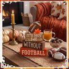 Yuntau 4 Pcs Football Fall Table Decorations Football Tiered Tray Decor Rustic Autumn Wooden Blocks Sign It's Not Fall Without Centerpiece Decorative Faux Book Sign for Room Coffee Table Mantel Shelf - style: Football Fall
