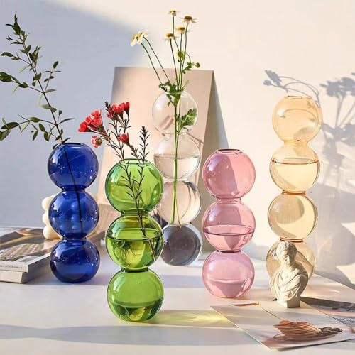 Creative Table Decoration Modern Glass Vase, Simple Hydroponic Flower Pot Living Room Glass Vase(Transparent)