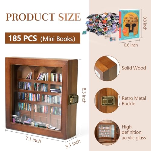 Anxiety Bookshelf – Mini Books Display for Stress Relief and Fun Decor, Perfect Decorative Miniature Library for Book Lovers, Ideal for Home Decor, Office Décor, and Thoughtful Gift - Walnut - color: Walnut