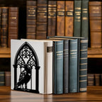 Peacoblue Metal Bookends for Shelves, Modern Decorative Heavy Duty Study Book Support Stoppers for Office, Desk, Shelf, Room 5.3"x4.3"x7.9" Cast Iron Simple Tall Bookends, 1 Pair (Gothic Crow) - style: Gothic Crow