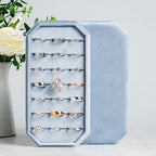 Velvet Ring Organizer Display Tray Jewelry Box Earring Holder Case for Wedding Birthday Christmas Day (Light Ocean Blue) - color: Light Ocean Blue