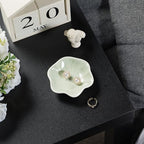 Ceramic Ring Dish, Jewelry Dish Holder, Small Trinket Tray Plate for Earrings Rings Necklaces Keys, for Mom Friend Sister (Green Surface) - color: Green Surface