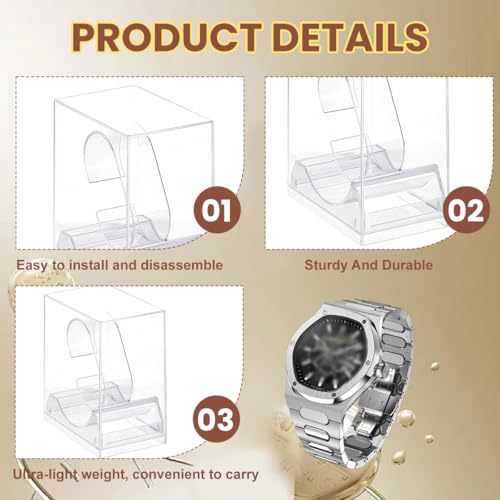 erioctry 2 Pack Watch Display stand Case Clear Plastic Single Watch Holder Box Storage Organizer for Jewelry Collection