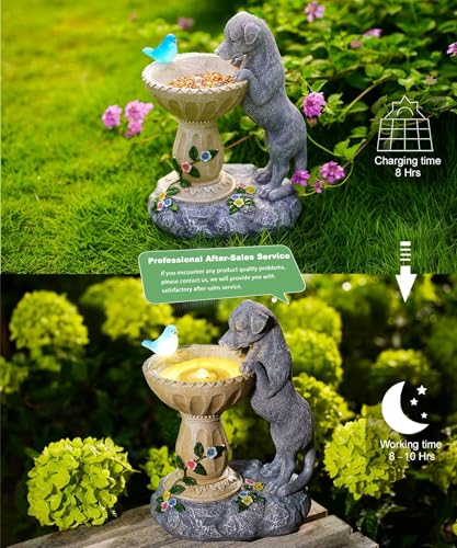 Dachshund Dog Statues for Bird Bath: Outdoor Sculptures for Garden Lawn Patio Yard Balcony Porch - Unique Gifts for Mother Grandma Women - color: Dog