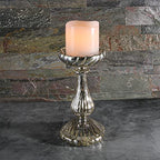 Richland Ribbed Unique Mercury Glass Pillar Candle Holder 8.5" - size: 8.5"